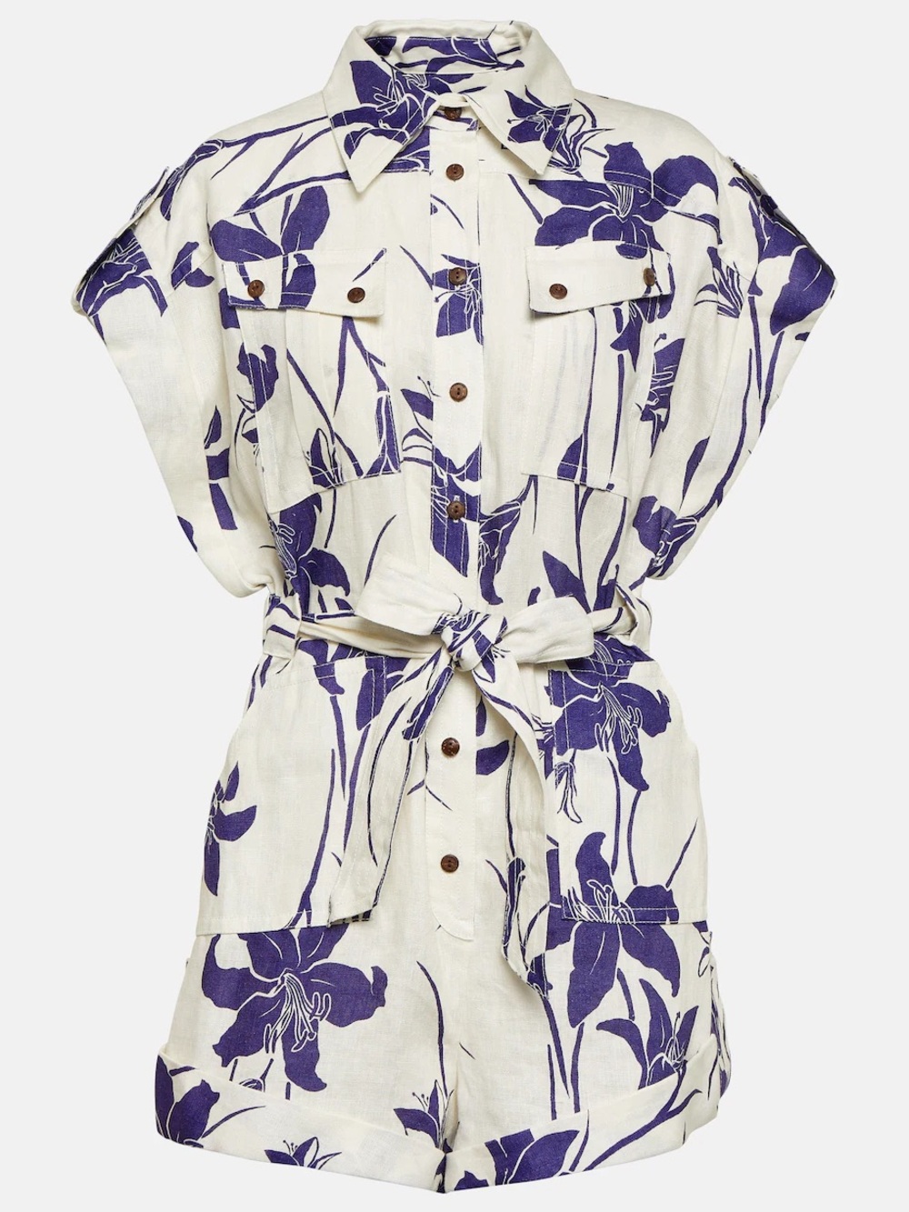 Zimmermann Arcadian Floral-Pattern Linen Playsuit